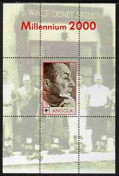 Angola 2000 Millennium 2000 - Walt Disney perf s/sheet (background shows Characters outside Disney Studio) unmounted mint. Note this item is privately produced and is offered purely on its thematic appeal, stamps on personalities, stamps on movies, stamps on cinema, stamps on films, stamps on disney, stamps on 