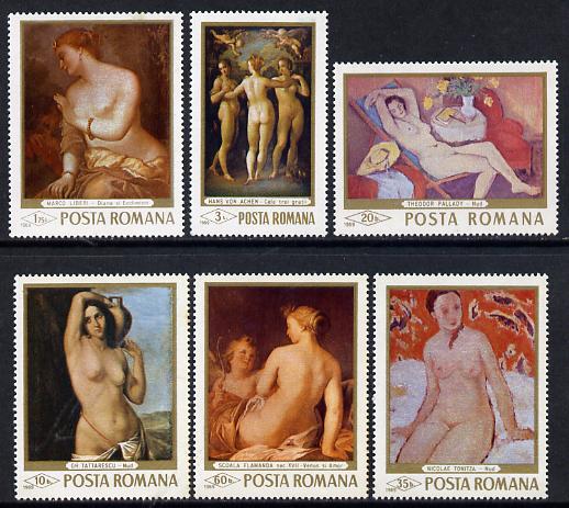 Rumania 1969 Nude Paintings in National Gallery set of 6 unmounted mint, SG 3631-36, Mi 2755-60, stamps on , stamps on  stamps on arts, stamps on  stamps on nudes