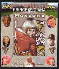 Mongolia 2007 Tenth Death Anniversary of Princess Diana 50f imperf m/sheet #02 unmounted mint (Churchill, Kennedy, Mandela, Roosevelt & Butterflies in background), stamps on royalty, stamps on diana, stamps on churchill, stamps on kennedy, stamps on personalities, stamps on mandela, stamps on butterflies, stamps on roosevelt, stamps on usa presidents, stamps on americana, stamps on human rights, stamps on nobel, stamps on personalities, stamps on mandela, stamps on nobel, stamps on peace, stamps on racism, stamps on human rights