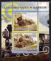 Djibouti 2008 Steam Locos #1 - Iron Duke & BR Standard 5S perf sheetlet containing 2 values unmounted mint, stamps on , stamps on  stamps on railways