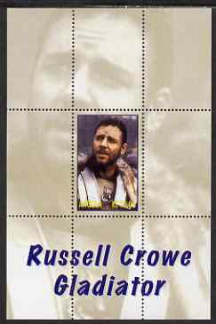Angola 2000 Russell Crowe - Gladiator perf s/sheet #4 unmounted mint. Note this item is privately produced and is offered purely on its thematic appeal, stamps on personalities, stamps on films, stamps on movies, stamps on cinema, stamps on 