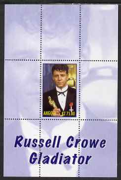 Angola 2000 Russell Crowe - Gladiator perf s/sheet #5 unmounted mint. Note this item is privately produced and is offered purely on its thematic appeal, stamps on personalities, stamps on films, stamps on movies, stamps on cinema, stamps on 