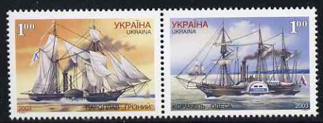 Ukraine 2003 Ships #2 perf se-tenant set of 2 unmounted mint SG 482-3, stamps on ships, stamps on paddle steamers