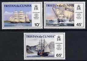 Tristan da Cunha 1992 Cent of Wreck of Barque Italia perf set of 3 unmounted mint, SG 535-37, stamps on ships, stamps on shipwrecks, stamps on 