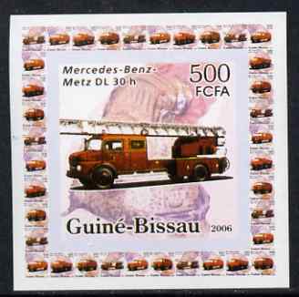 Guinea - Bissau 2006 Mercedes-Benz Fire Engines #2 - DL-30h individual imperf deluxe sheet unmounted mint. Note this item is privately produced and is offered purely on its thematic appeal, stamps on , stamps on  stamps on fire, stamps on  stamps on mercedes