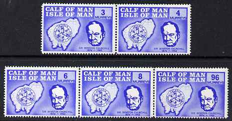 Calf of Man 1967 Churchill & Map definitive set of 5 (first issue in blue) unmounted mint P14.5 (Rosen CA72-76), stamps on churchill, stamps on maps