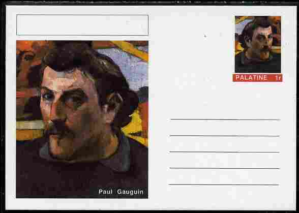 Palatine (Fantasy) Personalities - Paul Gauguin postal stationery card unused and fine, stamps on personalities, stamps on arts, stamps on gauguin