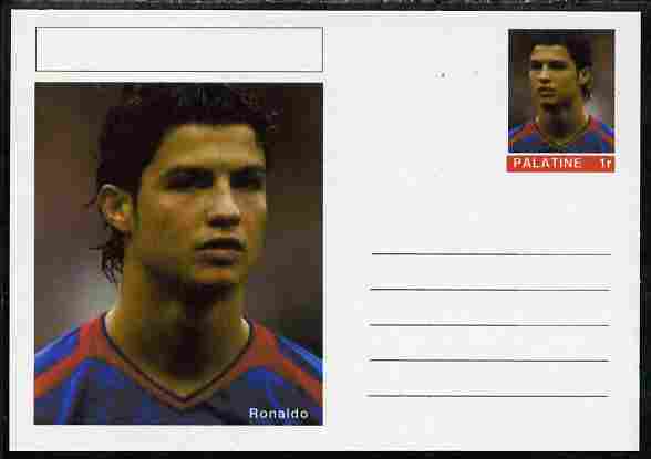 Palatine (Fantasy) Personalities - Ronaldo (football) postal stationery card unused and fine, stamps on personalities, stamps on sport, stamps on football