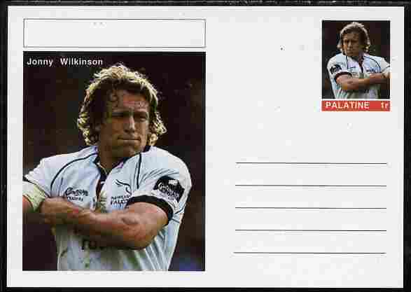 Palatine (Fantasy) Personalities - Jonny Wilkinson (rugby) postal stationery card unused and fine, stamps on personalities, stamps on sport, stamps on rugby