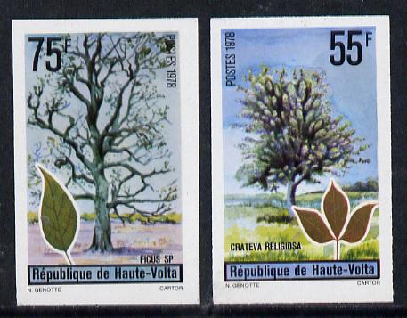 Upper Volta 1972 Trees set of 2 imperf from limited printing unmounted mint, as SG 481-82*, stamps on trees