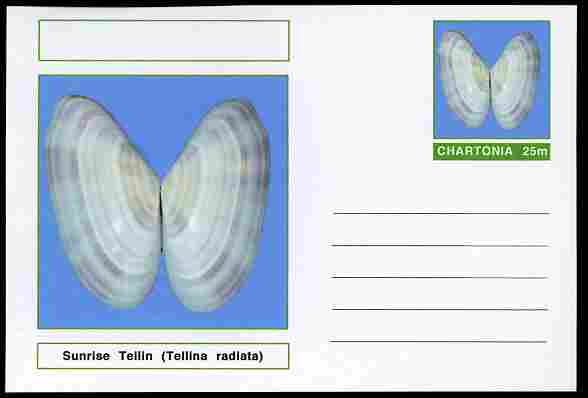 Chartonia (Fantasy) Shells - Sunrise Tellin (Tellina radiata) postal stationery card unused and fine, stamps on , stamps on  stamps on marine life, stamps on  stamps on shells