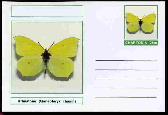 Chartonia (Fantasy) Butterflies - Brimstone (Gonepteryx rhamn) postal stationery card unused and fine, stamps on insects, stamps on butterflies