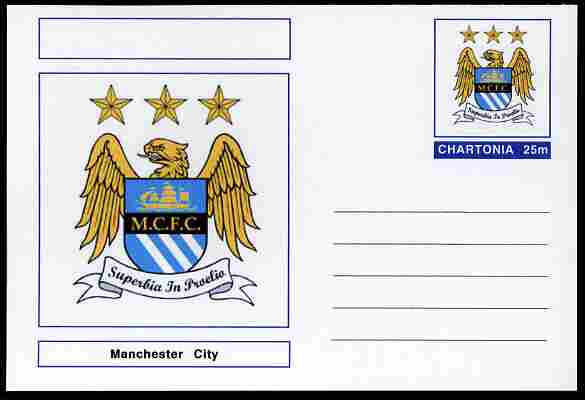 Chartonia (Fantasy) Football Club Badges - Manchester City postal stationery card unused and fine, stamps on , stamps on  stamps on sport, stamps on  stamps on football