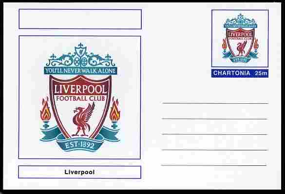 Chartonia (Fantasy) Football Club Badges - Liverpool postal stationery card unused and fine, stamps on sport, stamps on football