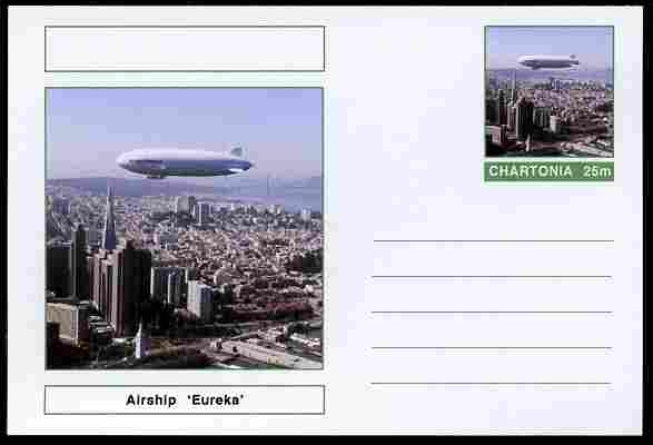 Chartonia (Fantasy) Airships & Balloons - Airship 'Eureka' postal stationery card unused and fine, stamps on transport, stamps on aviation, stamps on airships