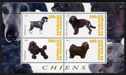 Burundi 2010 Dogs #6 perf sheetlet containing 4 values unmounted mint, stamps on dogs