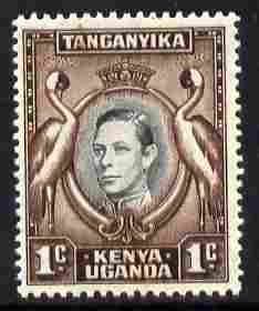 Kenya, Uganda & Tanganyika 1938-54 KG6 Crowned Cranes 1c black & deep-chocolate P13.25 x 13.75 unmounted mint SG131ag, stamps on birds, stamps on  kg6 , stamps on 