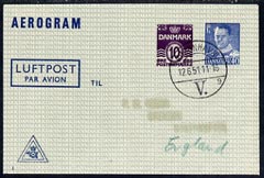 Aerogramme - Denmark 1951 50ore (10 + 40) printed Aerogramme (type 3)  with clear 12.6.51 cancel, stamps on 