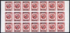 Germany - Memel - Lithuanian Occ 1923 30c on 500m imperf block of 21 (7x3) being a Hialeah forgery on gummed paper (as SG49), stamps on 