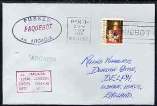 United States used in Perth (Western Australia) 1968 Paquebot cover to England carried on SS Arcadia with various paquebot and ships cachets, stamps on paquebot