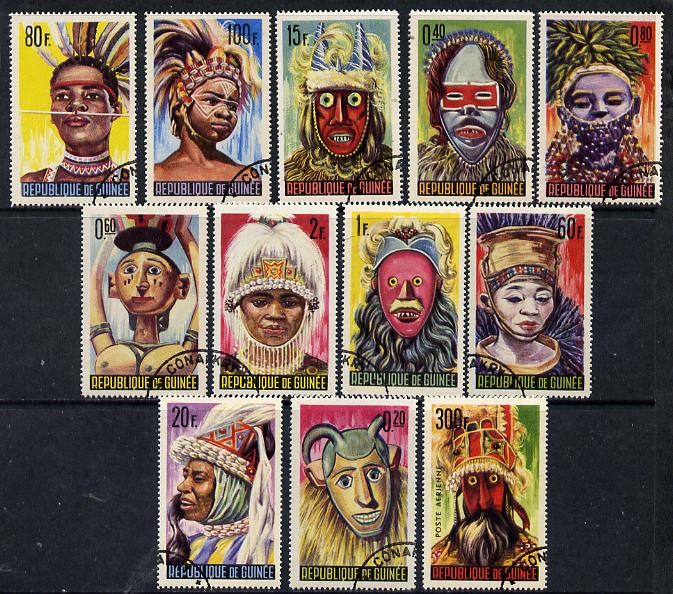 Guinea - Conakry 1965 Native Masks & Dancers cto set of 12, SG 472-83*, stamps on costumes    dancing    masks