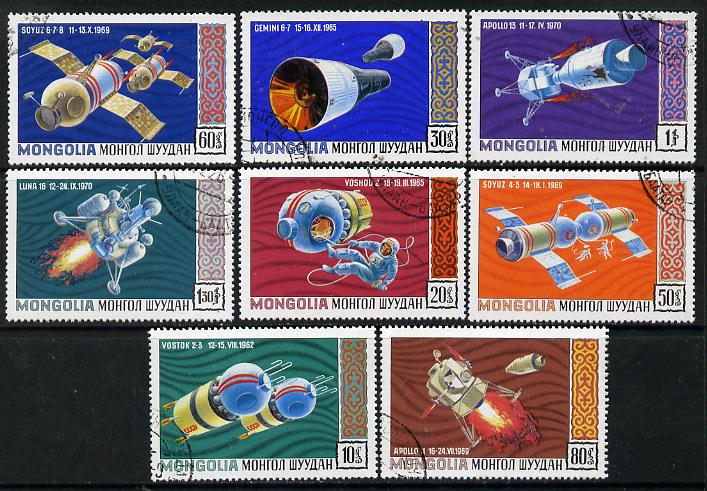 Mongolia 1971 Space Research cto set of 8, SG 594-601*, stamps on space