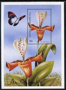 Antigua 2000 (?) Orchids of the World perf m/sheet signed by the designer (Thomas C Wood) unmounted mint, stamps on 