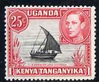 Kenya, Uganda & Tanganyika 1938-54 KG6 Dhow on Lake Victoria 25c P13 x 12.5 mounted mint SG140, stamps on , stamps on  kg6 , stamps on lakes, stamps on ships
