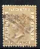 Sierra Leone 1884-91 QV 4d brown CA used SG33, stamps on , stamps on  stamps on , stamps on  stamps on  qv , stamps on  stamps on 