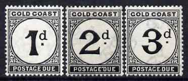 Gold Coast 1923 postage due set of 3 values (1d, 2d & 3d) superb unmounted mint SG D2-4, stamps on 