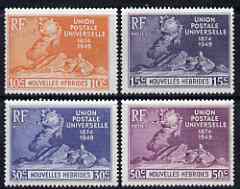New Hebrides - French 1949 KG6 75th Anniversary of Universal Postal Union set of 4 mounted mint, SG F77-80, stamps on , stamps on  kg6 , stamps on  upu , stamps on 