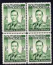 Southern Rhodesia 1937 KG6 def 1/2d green block of 4 unmounted mint, SG40, stamps on , stamps on  kg6 , stamps on 