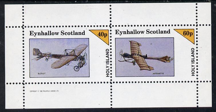 Eynhallow 1982 Early Aircraft #1 (Bleriot & Antoinette) perf  set of 2 values (40p & 60p) unmounted mint, stamps on , stamps on  stamps on aviation