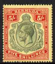Bermuda 1918-22 KG5 MCA 5s with break in Crown & Scroll lightly mounted mint, centred to left but good perfs and beautiful colour, SG53db, stamps on , stamps on  kg5 , stamps on 