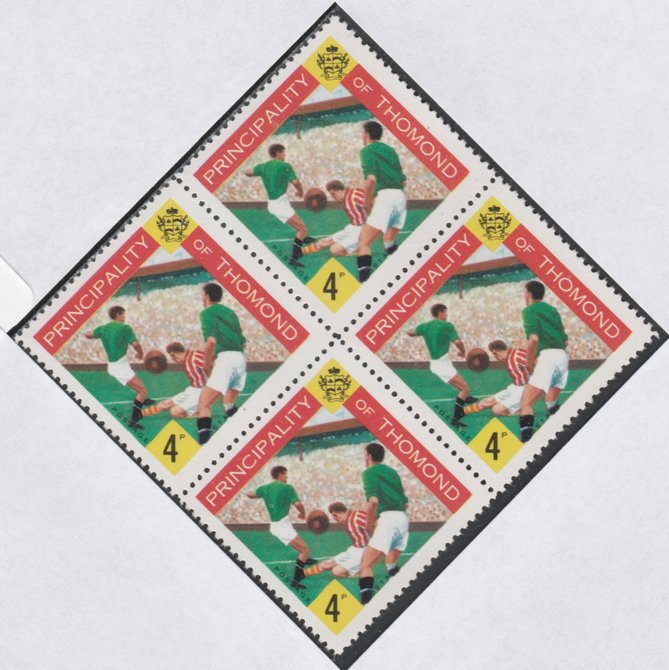 Thomond 1960 Football 4d (Diamond shaped) def unmounted mint block of 4, stamps on football, stamps on sport