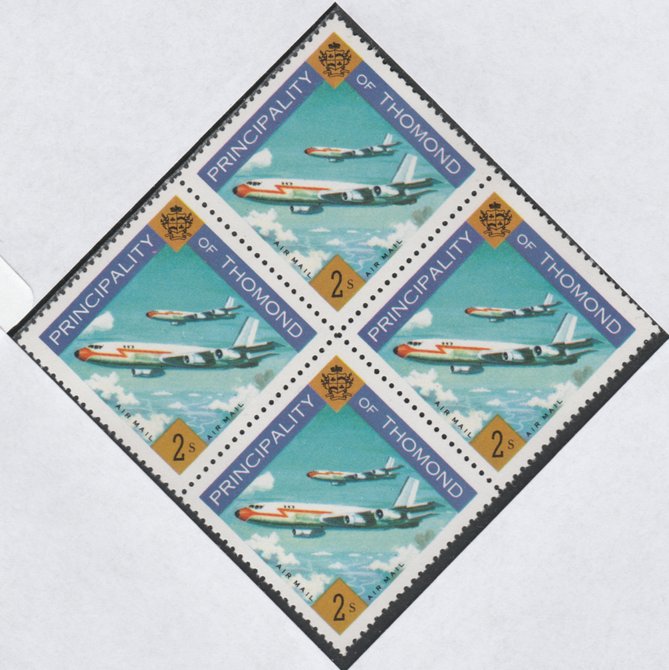 Thomond 1960 Jet Liner 2s (Diamond shaped) def unmounted mint block of 4, stamps on aviation, stamps on 