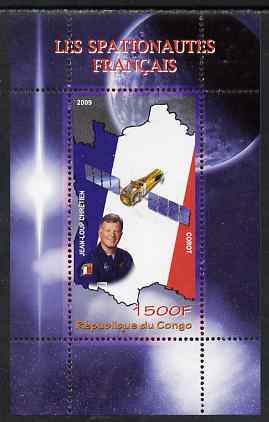 Congo 2009 French Astronauts perf m/sheet unmounted mint, stamps on space, stamps on flags, stamps on maps