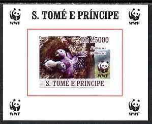 St Thomas & Prince Islands 2009 WWF - African Grey Parrot #4 individual imperf deluxe sheet unmounted mint. Note this item is privately produced and is offered purely on its thematic appeal, stamps on , stamps on  wwf , stamps on birds, stamps on parrots