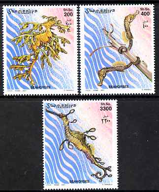 Somalia 2001 Sea Horses perf set of 3 unmounted mint. Note this item is privately produced and is offered purely on its thematic appeal Michel 924-6, stamps on , stamps on  stamps on marine life