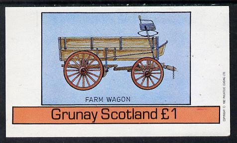 Grunay 1982 Transport (Farm Wagon) imperf souvenir sheet (Â£1 value) unmounted mint, stamps on agriculture   farming    transport    horse-drawn, stamps on horses