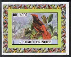 St Thomas & Prince Islands 2007 Birds #2 - Cotinga imperf individual deluxe sheet unmounted mint. Note this item is privately produced and is offered purely on its thematic appeal, stamps on , stamps on  stamps on birds
