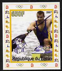 Benin 2007 Rowing #06 individual imperf deluxe sheet with Olympic Rings & Disney Character unmounted mint, stamps on sport, stamps on olympics, stamps on rowing, stamps on disney, stamps on 