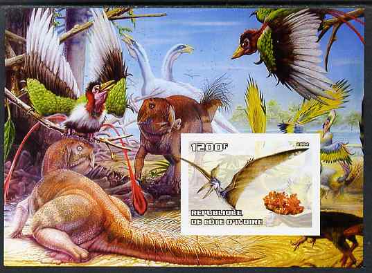 Ivory Coast 2004 Dinosaurs #1 imperf m/sheet unmounted mint, stamps on dinosaurs