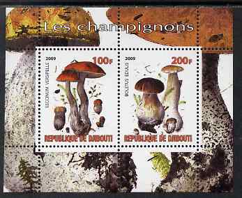 Djibouti 2009 Fungi #1 perf sheetlet containing 2 values unmounted mint, stamps on fungi