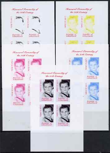 Somaliland 2000 Honoured Personality of the 20th Century - Princess Diana sheetlet containing 4 values - the set of 5 imperf progressive proofs comprising 2, 3 and all 4-colour composites, unmounted mint , stamps on personalities, stamps on millennium, stamps on royalty, stamps on diana