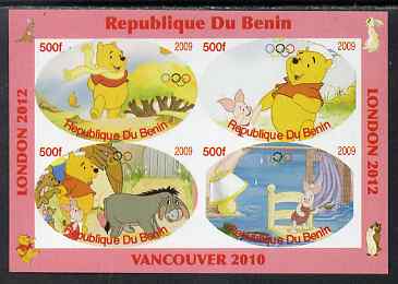 Benin 2009 Pooh Bear & Olympics #01 imperf sheetlet containing 4 values unmounted mint. Note this item is privately produced and is offered purely on its thematic appeal, stamps on films, stamps on cinema, stamps on movies, stamps on bears, stamps on fairy tales, stamps on olympics