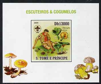 St Thomas & Prince Islands 2009 Scouts & Fungi #02 individual imperf deluxe sheet unmounted mint. Note this item is privately produced and is offered purely on its thematic appeal, stamps on scouts, stamps on fungi
