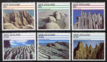 New Zealand 1991 Scenic landscapes perf set of 6 unmounted mint, SG 1614-19, stamps on tourism, stamps on mountains, stamps on geology