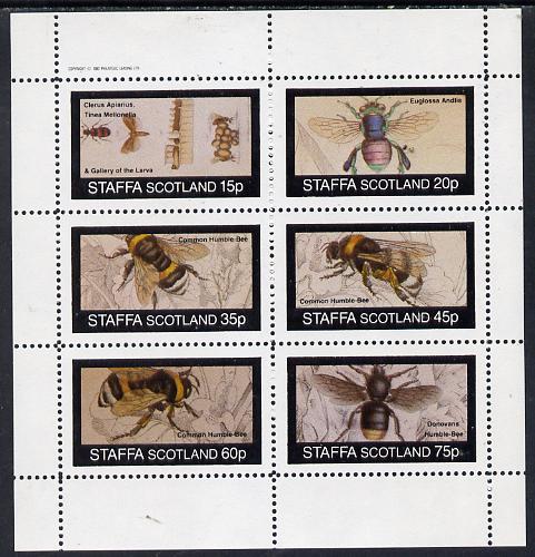 Staffa 1982 Bees (Clerus Apiarius) perf set of 6 values (15p to 75p) unmounted mint, stamps on , stamps on  stamps on insects     honey, stamps on bees