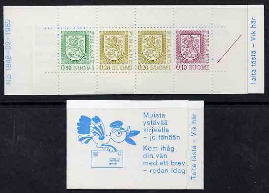 Finland 1983 Lion (National Arms) 1m booklet (blue & white cover) complete and fine, SG SB17, stamps on lions, stamps on arms, stamps on heraldry